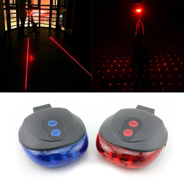 2 Laser+ 5 LED Flashing Lamp Light Rear Cycling Bicycle Bike Tail Safety Warning