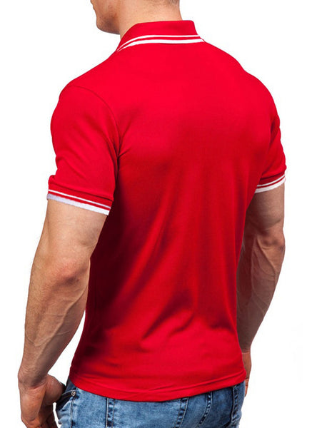 Half Button Stripe Trim T-shirt