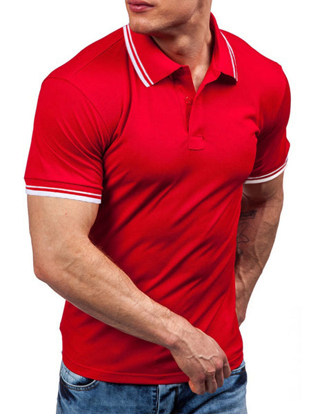 Half Button Stripe Trim T-shirt