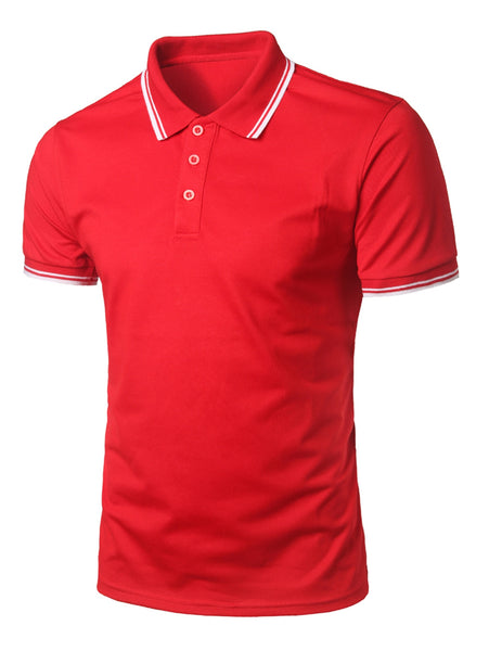 Half Button Stripe Trim T-shirt