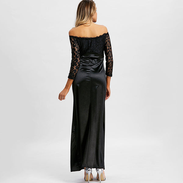 Off The Shoulder Draped Maxi Evening Dress