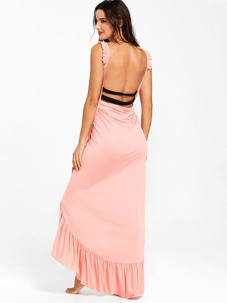 Long Flounce Wrap Cover Up Dress