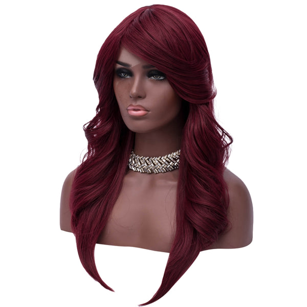 64cm Micro-curly Synthetic Wig Elegant Wind Red Hairpiece for Women