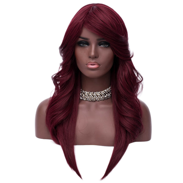 64cm Micro-curly Synthetic Wig Elegant Wind Red Hairpiece for Women