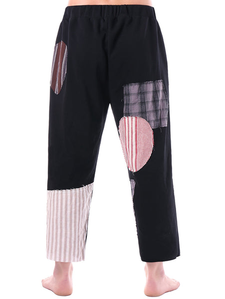 Drawstring Patchwork Striped Pants