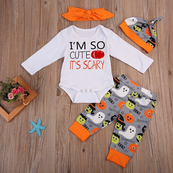 Newborn Baby Boys Girls Pumpkin Halloween Outfit Romper Clothes