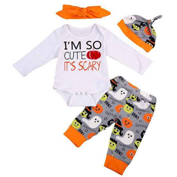 Newborn Baby Boys Girls Pumpkin Halloween Outfit Romper Clothes