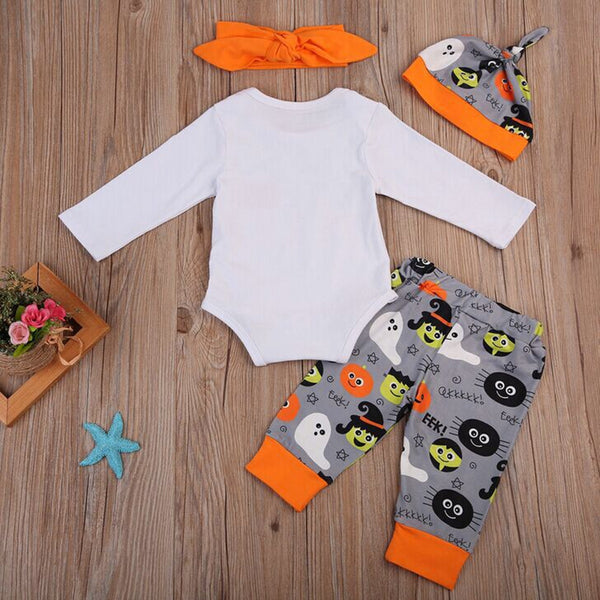 Newborn Baby Boys Girls Pumpkin Halloween Outfit Romper Clothes