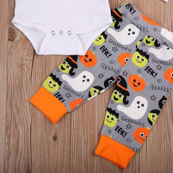 Newborn Baby Boys Girls Pumpkin Halloween Outfit Romper Clothes