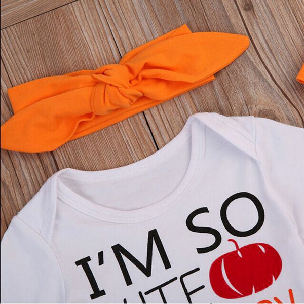 Newborn Baby Boys Girls Pumpkin Halloween Outfit Romper Clothes