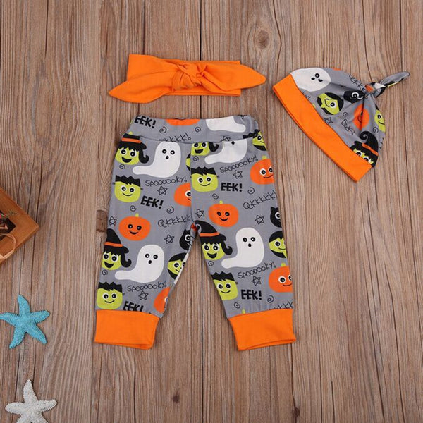 Newborn Baby Boys Girls Pumpkin Halloween Outfit Romper Clothes