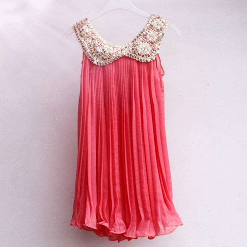 Girls Toddler Sleeveless Sequins Party Dress Wedding Princess Bridesmaid