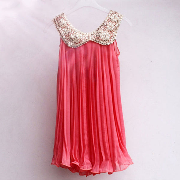 Girls Toddler Sleeveless Sequins Party Dress Wedding Princess Bridesmaid