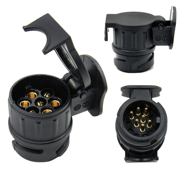 Car Trailer Truck 13 Pin to 7 Pin Plug Adapter Converter Tow Bar Socket Black
