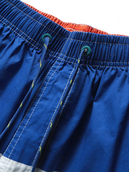 High Waist Drawstring Color Block Board Shorts
