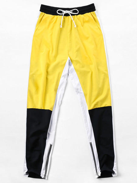 Drawstring Panel Side Zip Hem Pants
