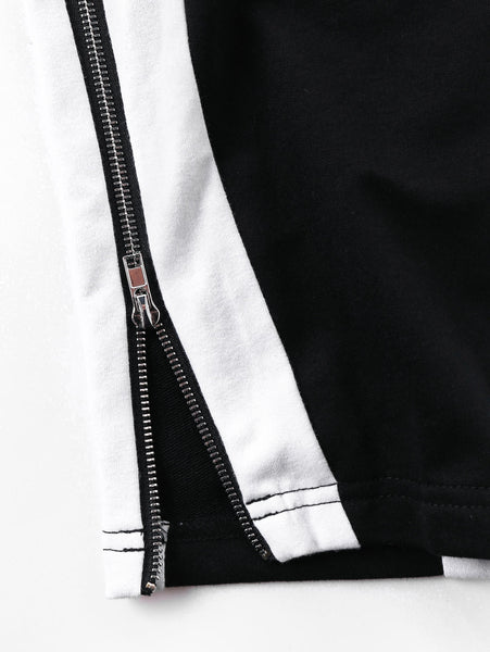 Drawstring Panel Side Zip Hem Pants