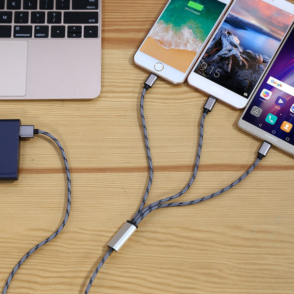 Rapid Series 2.4A 3 in 1 Type-C + 8 Pin + Micro USB Cable