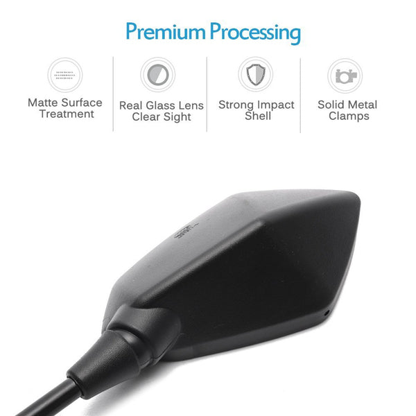 Universal Hawk-eye Motorcycle Convex Rear View Mirror - with 10mm Bolt, 7/8" Handle Bar Mount Clamp for Cruiser, Suzuki, Honda, Victory and More