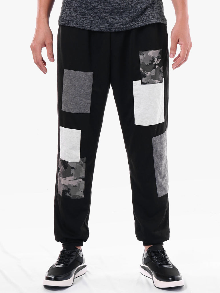 Paint Print Panel Drawstring Jogging Pants