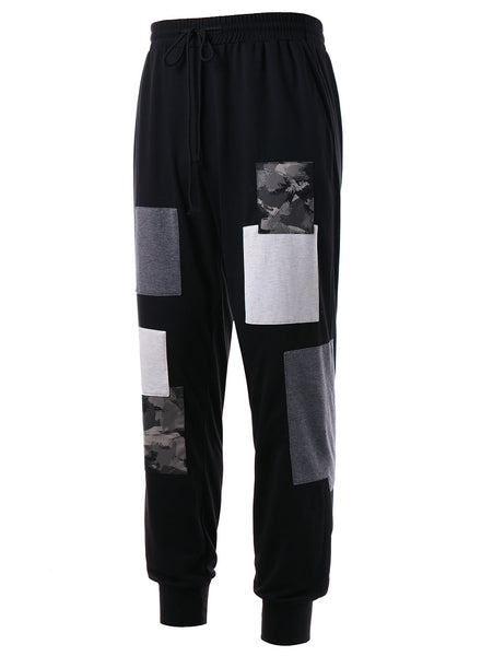 Paint Print Panel Drawstring Jogging Pants