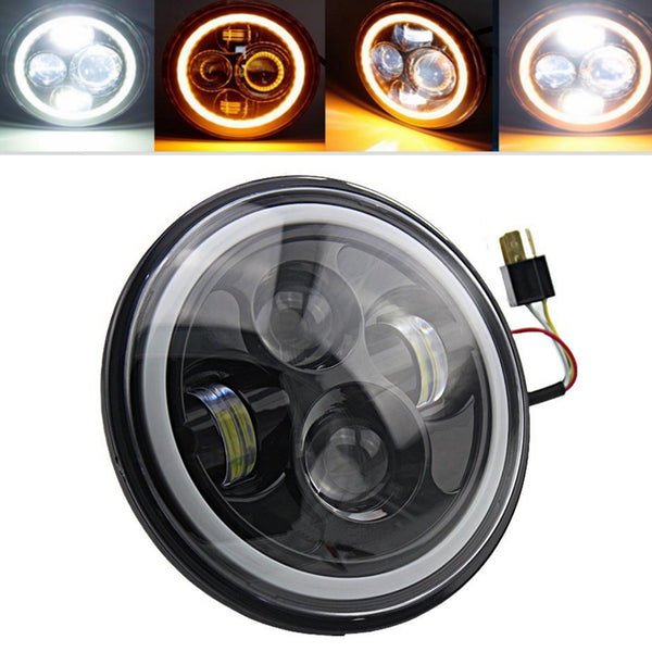 7inch Round  Beam Headlights Halo Angle Eyes For Jeep 97-15 Wrangler JK/TJ/LJ