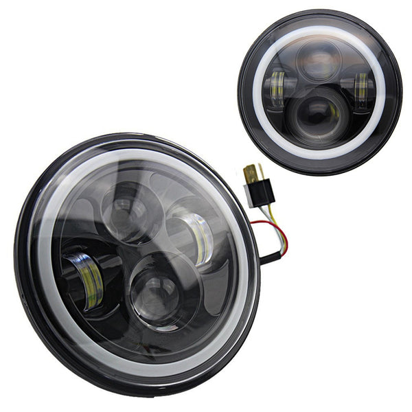 7inch Round  Beam Headlights Halo Angle Eyes For Jeep 97-15 Wrangler JK/TJ/LJ