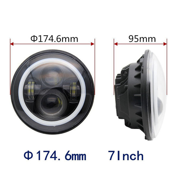 7inch Round  Beam Headlights Halo Angle Eyes For Jeep 97-15 Wrangler JK/TJ/LJ
