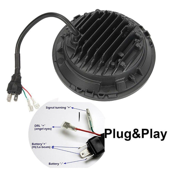7inch Round  Beam Headlights Halo Angle Eyes For Jeep 97-15 Wrangler JK/TJ/LJ