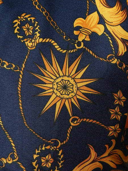 Vintage Flower Chain Print Long Sleeve Shirt