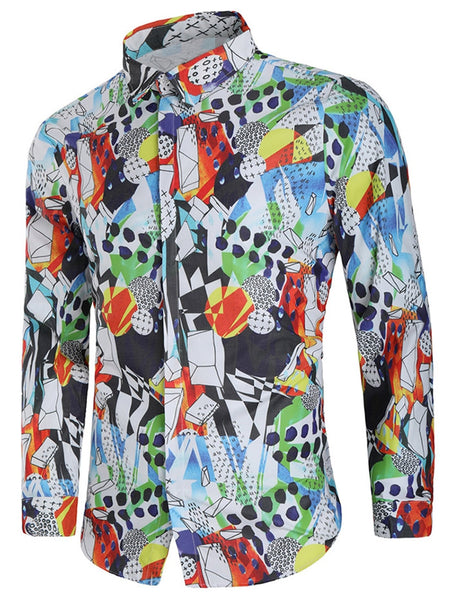 Colorful Geometric Paint Long Sleeve Shirt