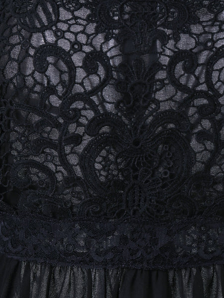 Cold Shoulder Lace Applique Flounce Blouse