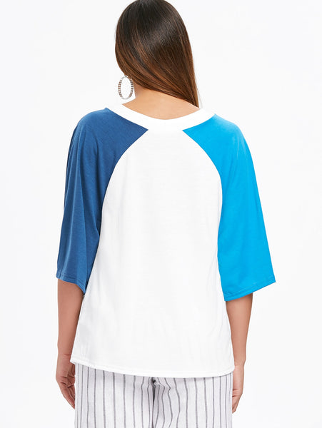 Cut Out V Neck Plain T-shirt