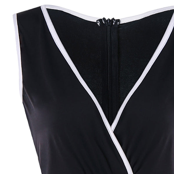 V Neck Cat Print Midi Surplice Dress