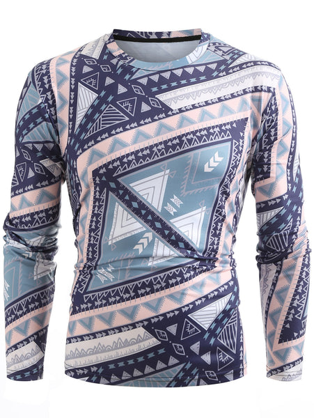 Long Sleeve Geometric Print T-shirt