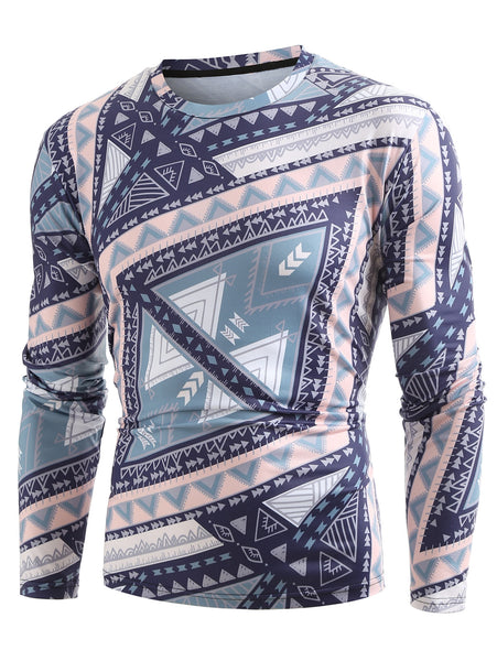 Long Sleeve Geometric Print T-shirt