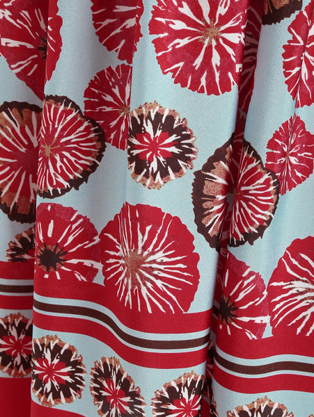 Flare Sleeve Printed Midi A Line Dress