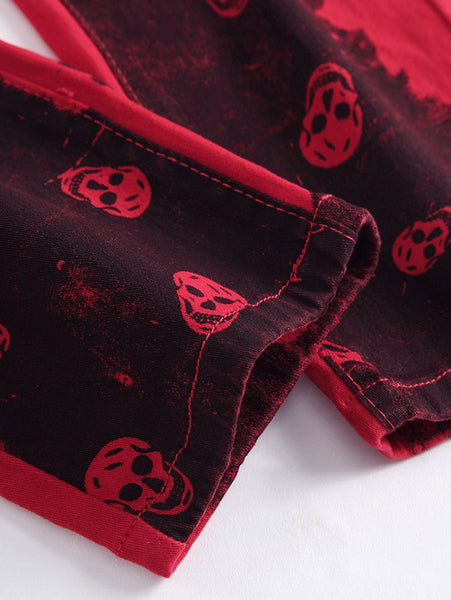 Skull Print Zip Fly Jeans