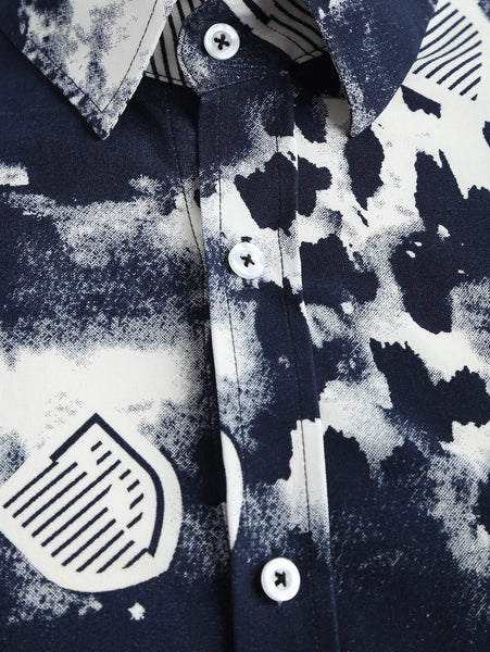 Splash-ink Shield Print Long Sleeve Shirt