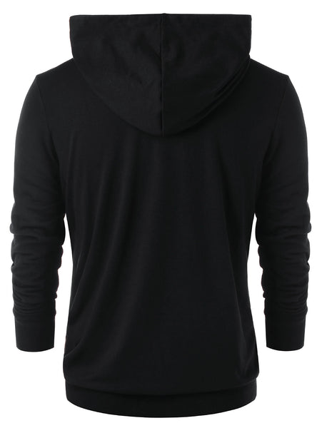 Zip Embellished Color Blocking Hoodie