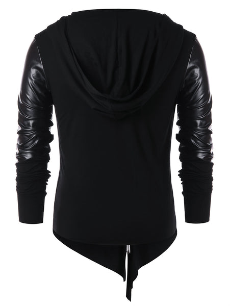 Asymmetric Zip Embellished Panel Hoodie