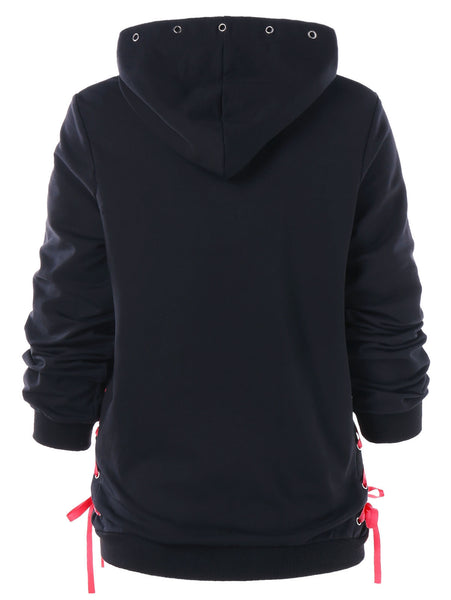 Lacing Ribbon Punk Hoodie