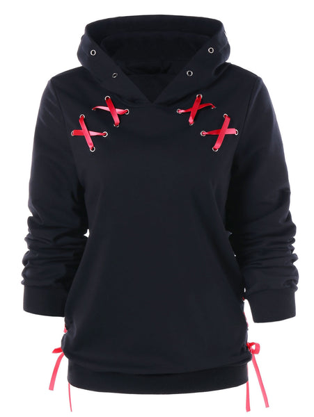 Lacing Ribbon Punk Hoodie