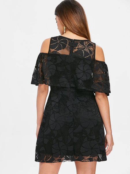 Self Tie Keyhole Mini Lace Dress