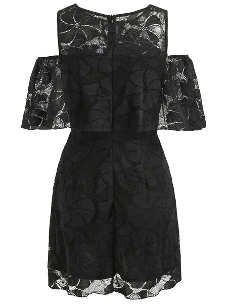 Self Tie Keyhole Mini Lace Dress