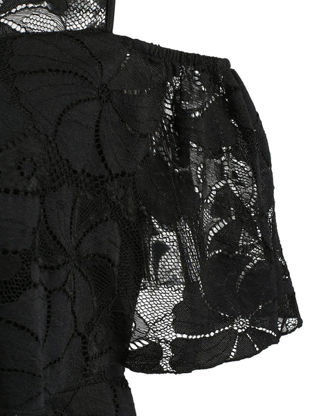 Self Tie Keyhole Mini Lace Dress