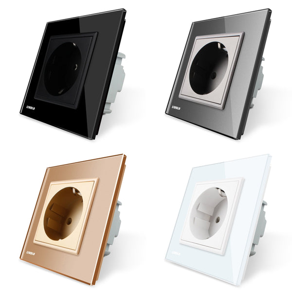 LIVOLO 16A Wall Power Socket with Glass Panel for EU Plug