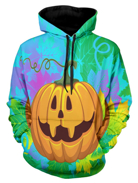Casual Pumpkin Maple Leaf Printed Hoodie