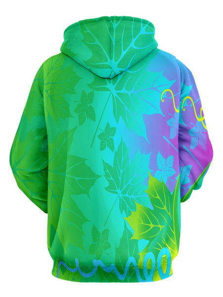 Casual Pumpkin Maple Leaf Printed Hoodie