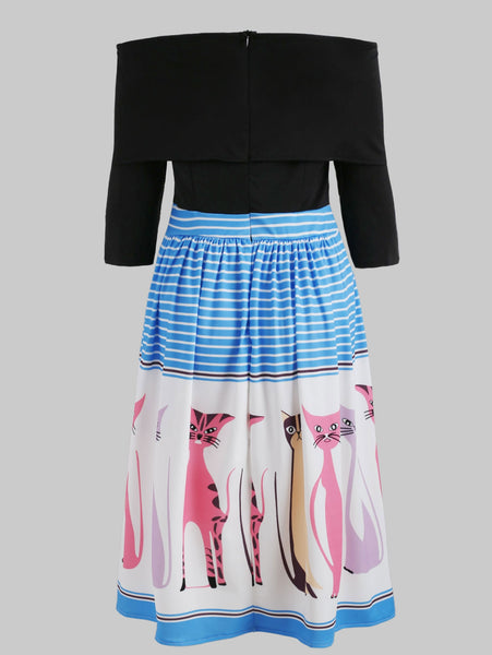 Off The Shoulder Ruffled Printed Dress